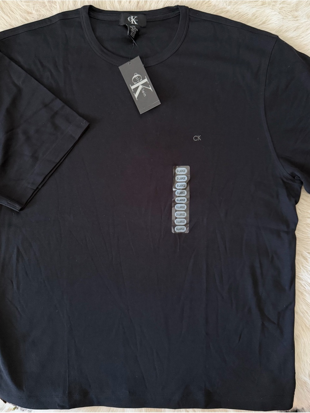 Calvin Klein - Black Short Sleeve Crewneck Tee Embroidered CK Chest Logo Mens XL